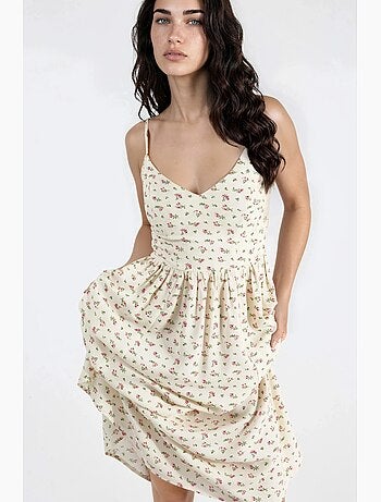 Vestido midi floral com alças hiccup