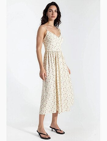Vestido midi floral com alças hiccup
