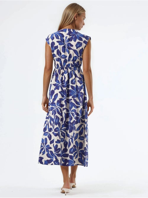 Vestido midi floral com decote em v e detalhe de laço busem - Kiabi Vestido midi floral com decote em v e detalhe de laço busem - Kiabi