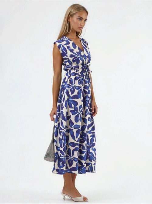 Vestido midi floral com decote em v e detalhe de laço busem - Kiabi Vestido midi floral com decote em v e detalhe de laço busem - Kiabi