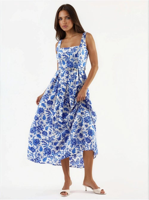 Vestido midi floral com decote quadrado busem - Kiabi Vestido midi floral com decote quadrado busem - Kiabi