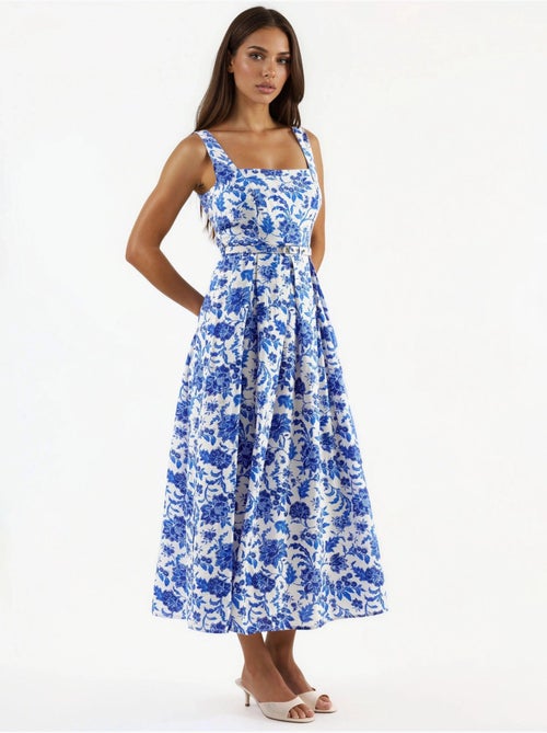 Vestido midi floral com decote quadrado busem - Kiabi Vestido midi floral com decote quadrado busem - Kiabi