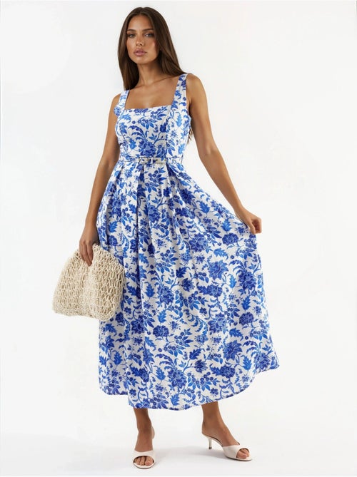 Vestido midi floral com decote quadrado busem - Kiabi Vestido midi floral com decote quadrado busem - Kiabi