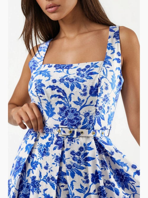 Vestido midi floral com decote quadrado busem - Kiabi Vestido midi floral com decote quadrado busem - Kiabi