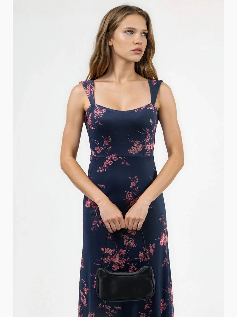 Vestido midi floral com gola em coração hiccup Rosa - Kiabi