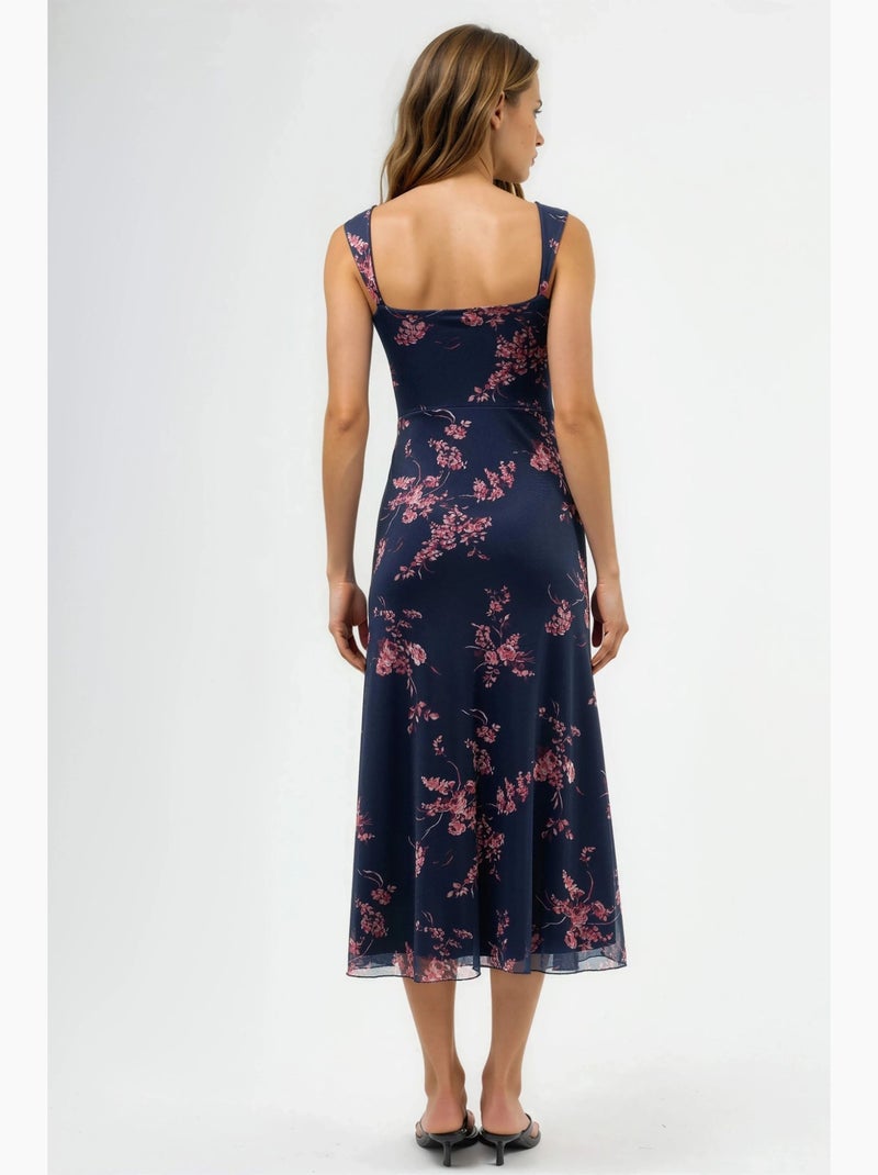 Vestido midi floral com gola em coração hiccup Rosa - Kiabi