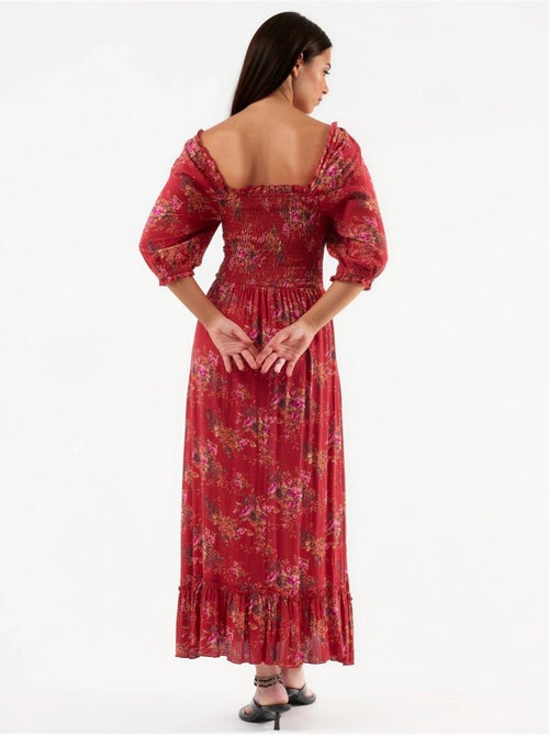 Vestido midi floral com gola quadrada busem - Kiabi Vestido midi floral com gola quadrada busem - Kiabi