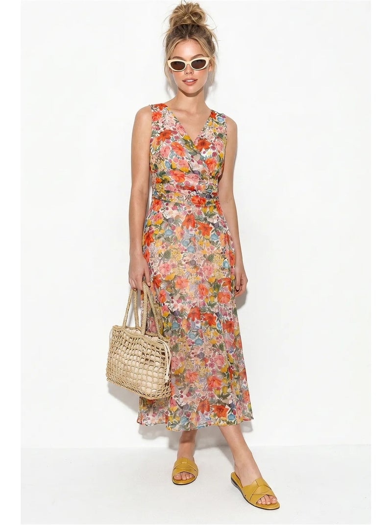 Vestido midi floral em linha a lucci Branco - Kiabi