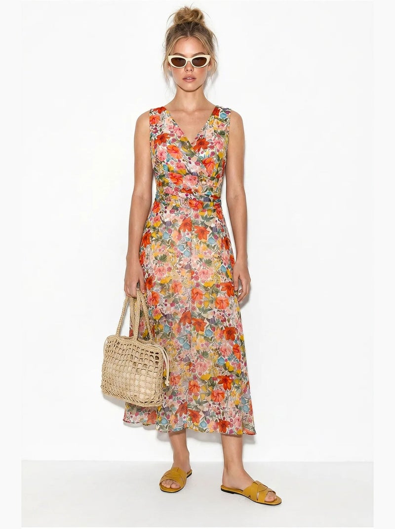 Vestido midi floral em linha a lucci Branco - Kiabi