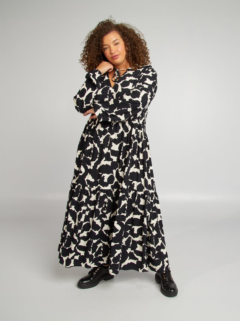 Vestido midi fluido PRETO - Kiabi