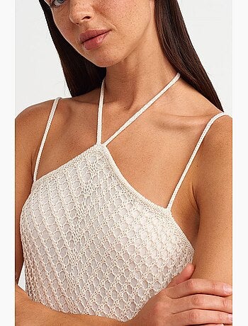 Vestido midi halter texturizado com recorte dilvin
