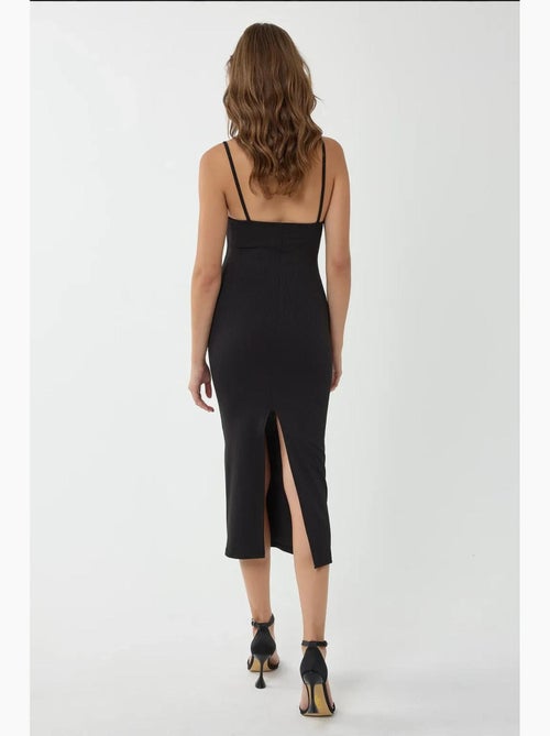 Vestido midi justo com decote em v e alças finas hiccup - Kiabi Vestido midi justo com decote em v e alças finas hiccup - Kiabi
