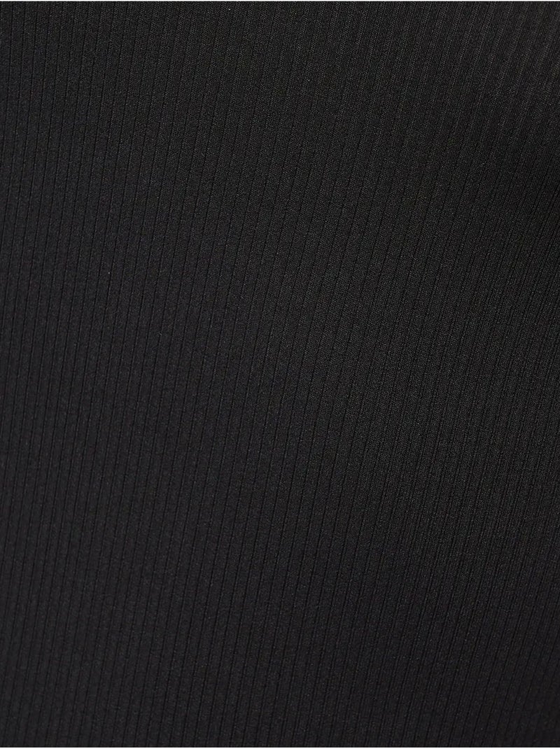Vestido midi justo com decote em V e alças finas Preto - Kiabi