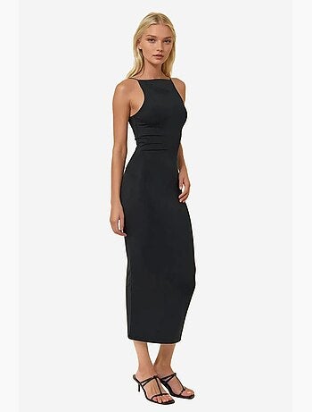 Vestido midi justo com decote halter hiccup