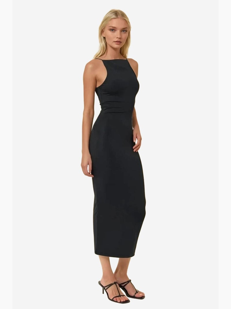 Vestido midi justo com decote halter hiccup Preto - Kiabi