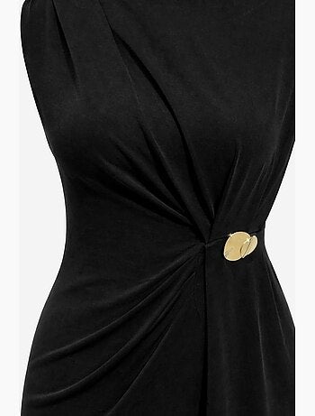 Vestido midi justo com decote redondo mixray