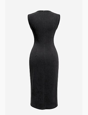 Vestido midi justo com decote redondo mixray