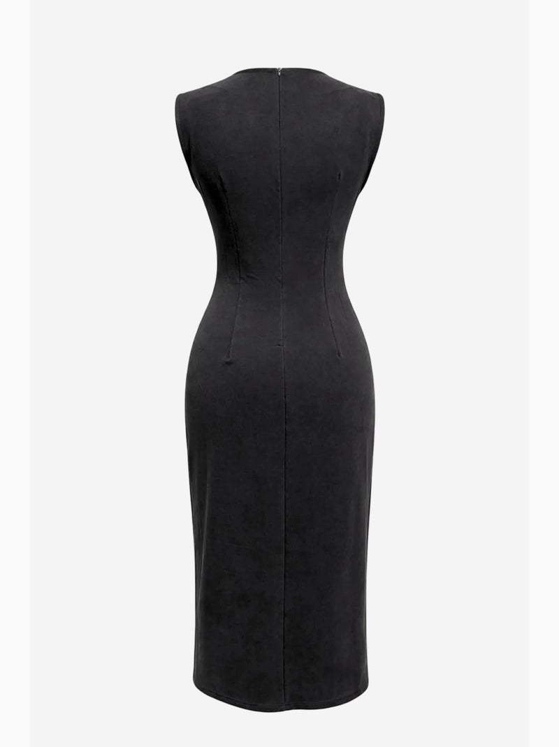 Vestido midi justo com decote redondo mixray Preto - Kiabi