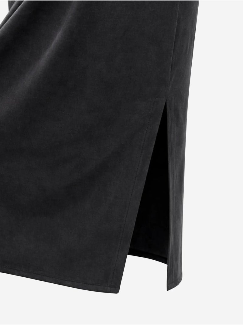 Vestido midi justo com decote redondo mixray Preto - Kiabi