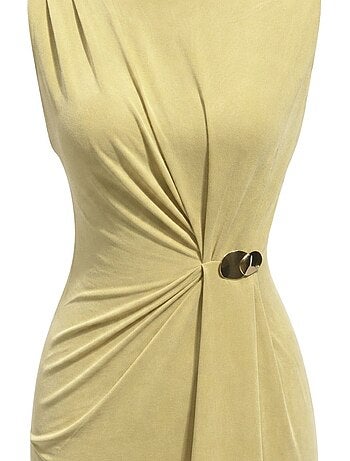 Vestido midi justo com decote redondo mixray