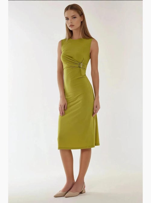 Vestido midi justo com gola redonda hiccup - Kiabi