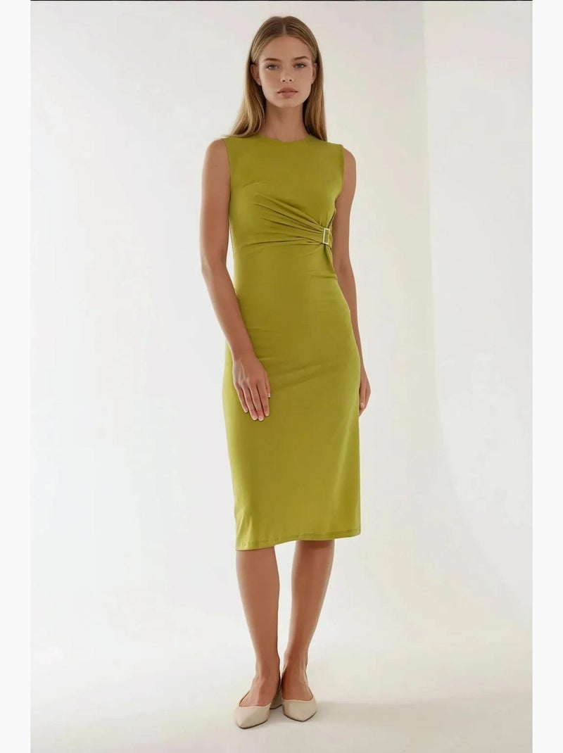 Vestido midi justo com gola redonda hiccup Verde - Kiabi