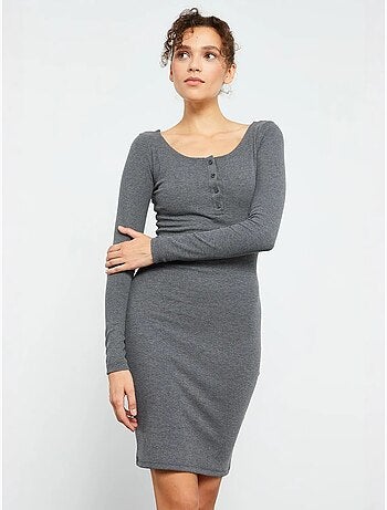 Vestido midi justo com gola redonda tommy