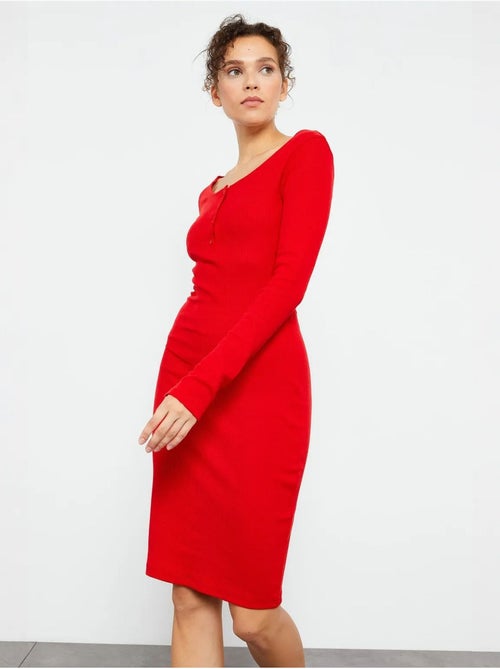 Vestido midi justo com gola redonda tommy - Kiabi Vestido midi justo com gola redonda tommy - Kiabi