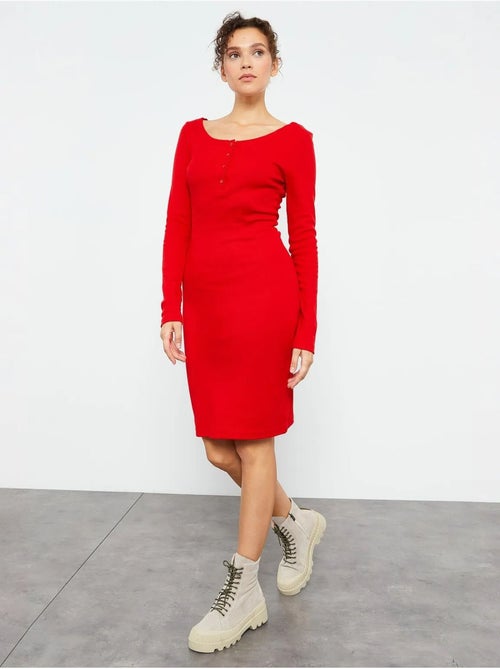 Vestido midi justo com gola redonda tommy - Kiabi Vestido midi justo com gola redonda tommy - Kiabi