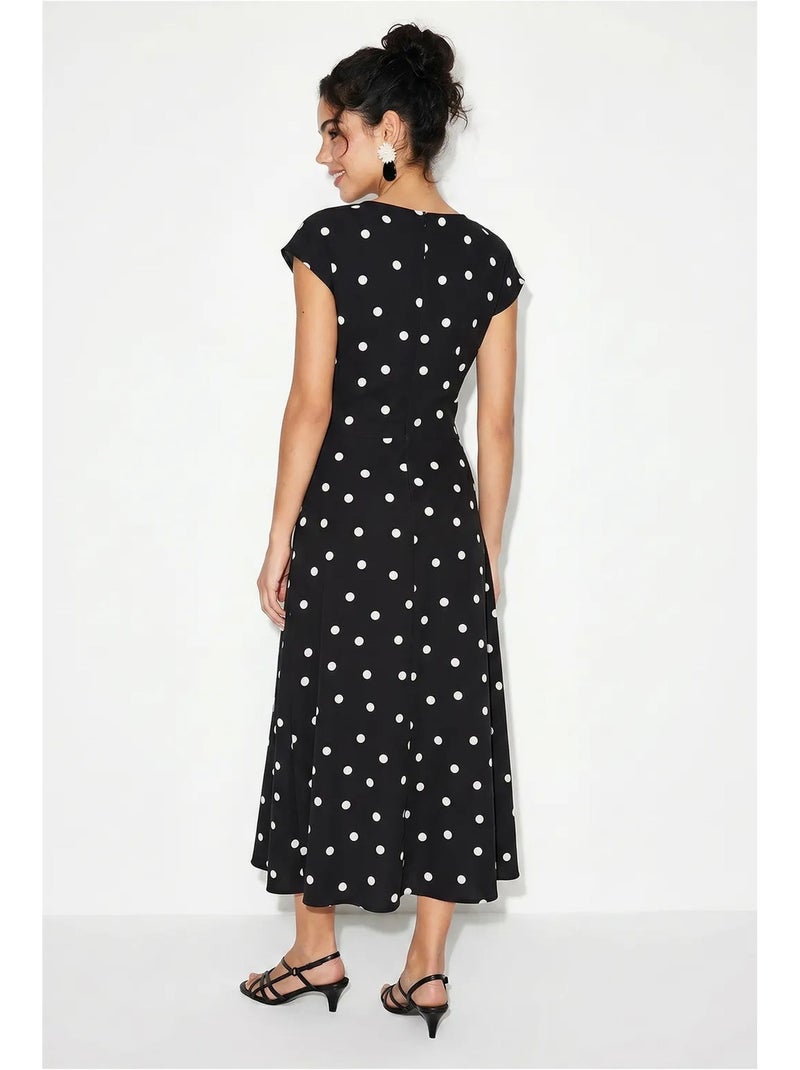 Vestido midi justo de bolinhas lucci Preto - Kiabi
