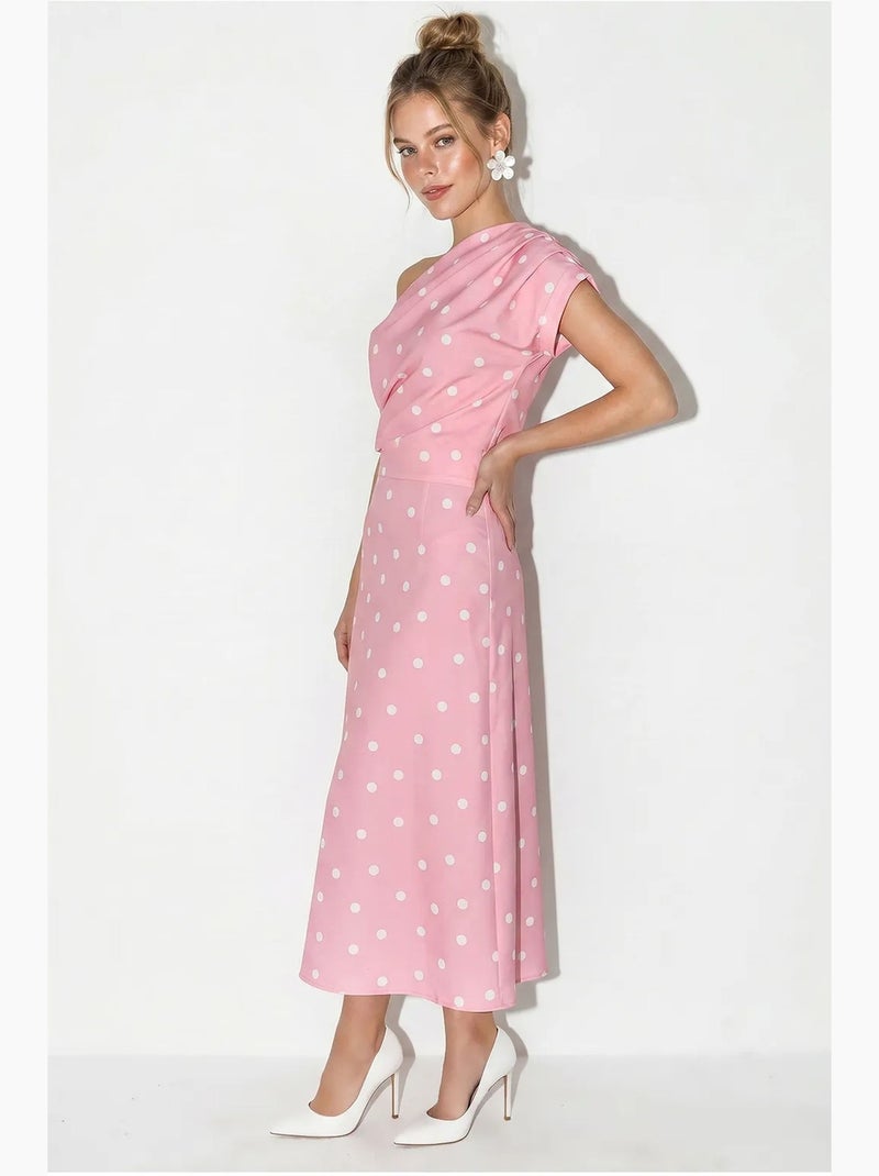 Vestido midi justo de bolinhas lucci Rosa - Kiabi