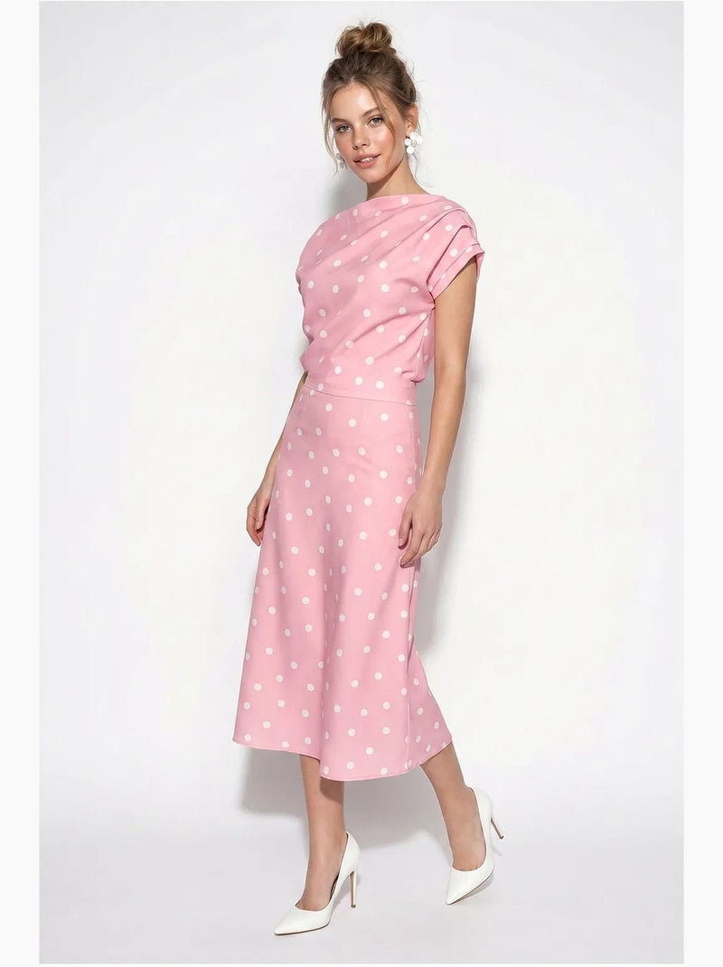 Vestido midi justo de bolinhas lucci Rosa - Kiabi