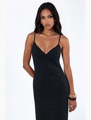 Vestido midi justo de renda com decote em v hiccup