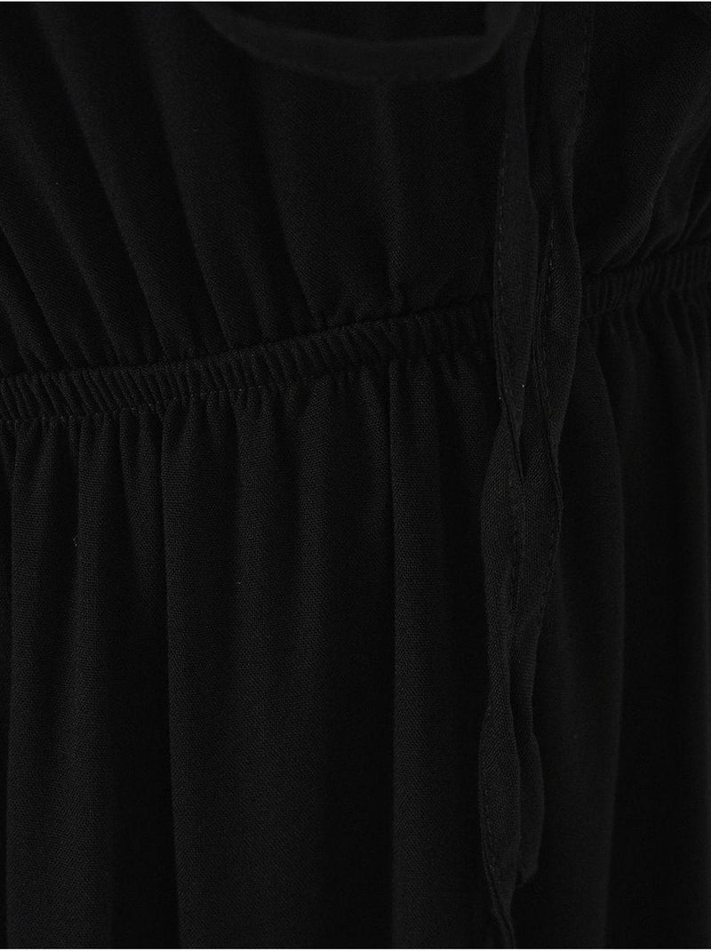 Vestido midi justo em a com decote em v e detalhe de vivo bdart Preto - Kiabi