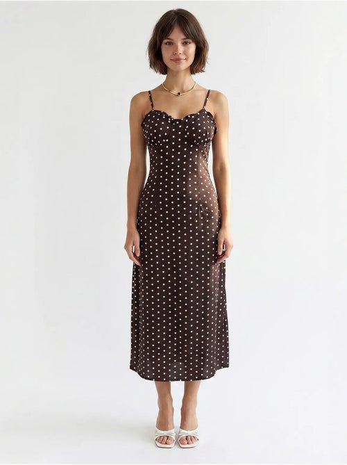 Vestido midi justo feminino de bolinhas mixray - Kiabi Vestido midi justo feminino de bolinhas mixray - Kiabi