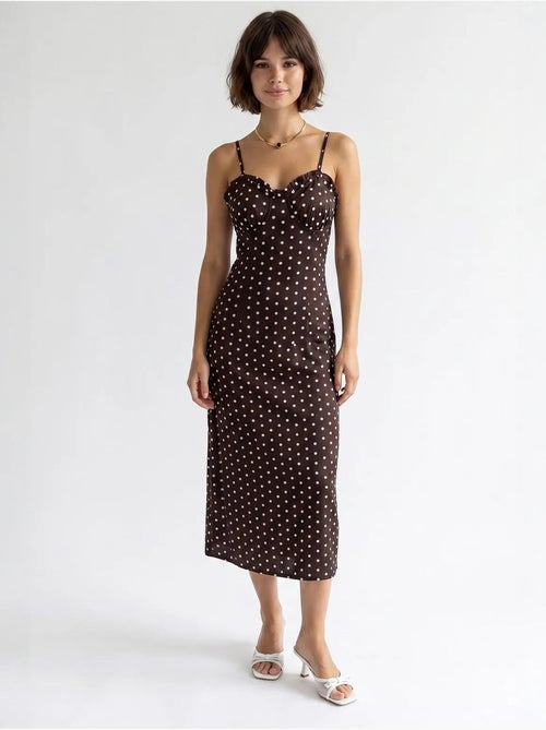 Vestido midi justo feminino de bolinhas mixray - Kiabi Vestido midi justo feminino de bolinhas mixray - Kiabi