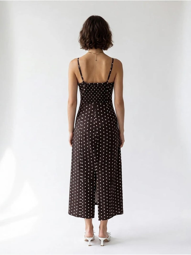 Vestido midi justo feminino de bolinhas mixray Castanho-chocolate - Kiabi