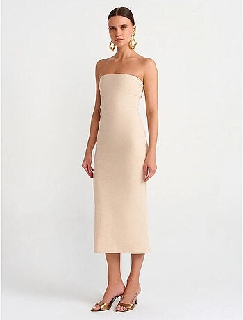 Vestido midi justo sem alças dilvin