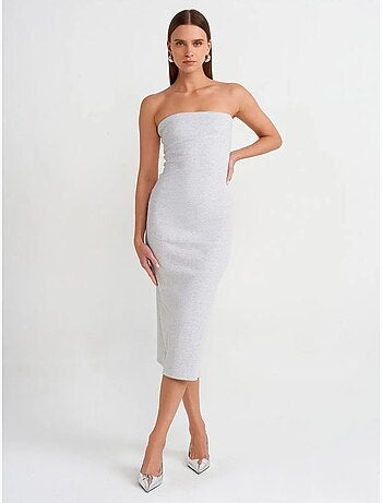 Vestido midi justo sem alças dilvin