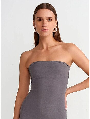 Vestido midi justo sem alças dilvin