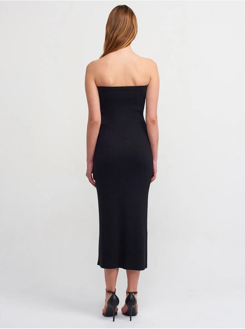 Vestido midi justo sem alças dilvin Preto - Kiabi