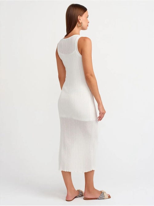 Vestido midi justo sem mangas canelado dilvin - Kiabi Vestido midi justo sem mangas canelado dilvin - Kiabi