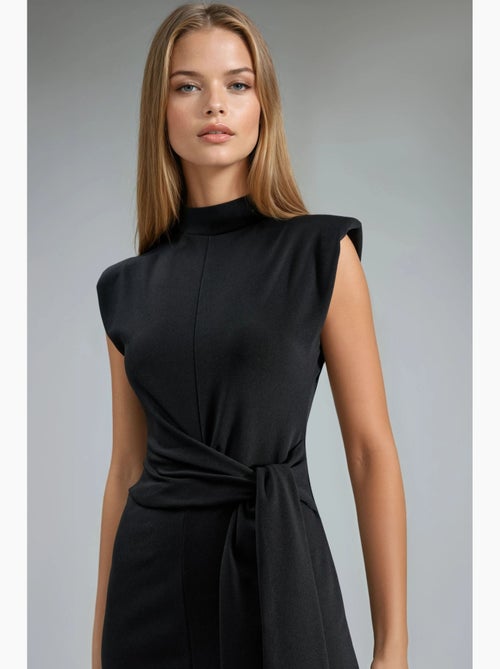 Vestido midi justo sem mangas com detalhe de atar busem - Kiabi