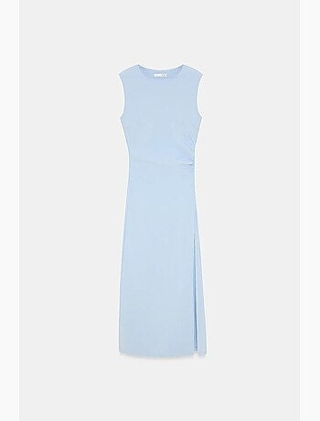 Vestido midi justo sem mangas com fenda dilvin
