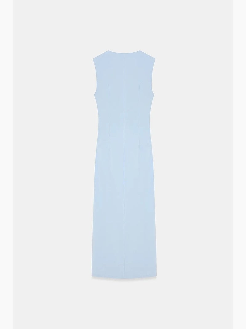 Vestido midi justo sem mangas com fenda dilvin Azul-céu - Kiabi
