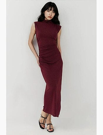 Vestido midi justo sem mangas com gola redonda e fecho de correr hiccup