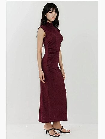 Vestido midi justo sem mangas com gola redonda e fecho de correr hiccup
