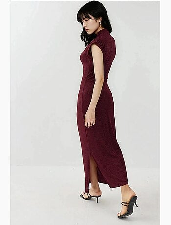 Vestido midi justo sem mangas com gola redonda e fecho de correr hiccup