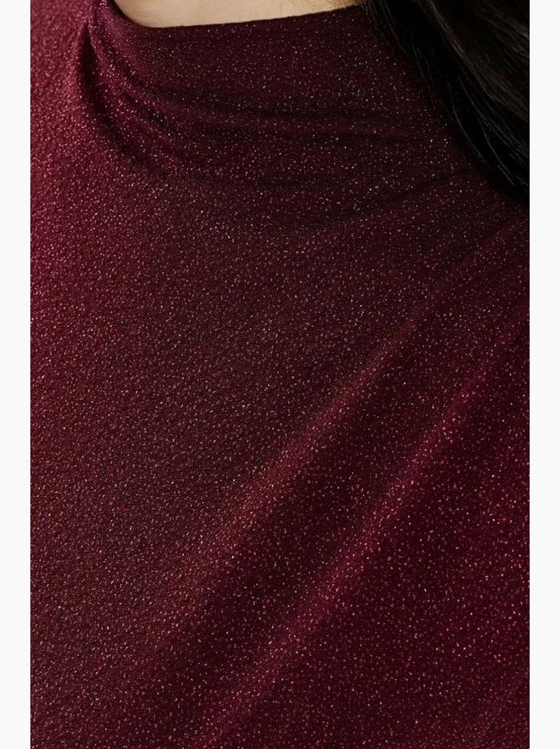 Vestido midi justo sem mangas com gola redonda e fecho de correr hiccup Vermelho bordô - Kiabi