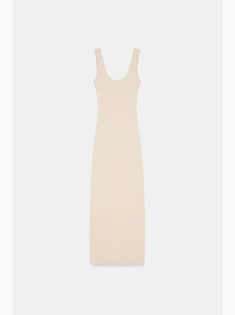 Vestido midi justo sem mangas dilvin Bege-argila - Kiabi